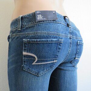 AMERICAN EAGLE Jeans Womens DISTRESSED Artist Skinny FLARE Leg Size 10 Short NWT